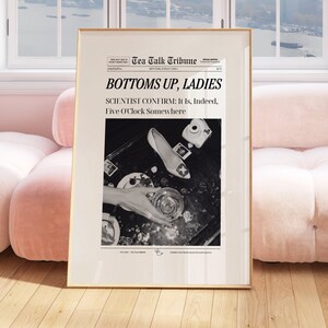 Trendy Newspaper Print, It Girl Dorm Retro Art, Trendy Girly Wall Art, Vintage Bar Cart Printable, New York News