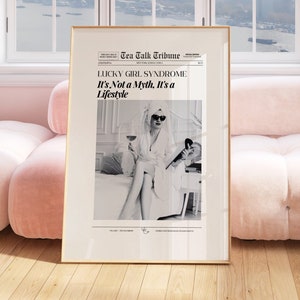 Trendy Newspaper Print, It Girl Dorm Retro Art, Trendy Girly Wall Art, Vintage Bar Cart Printable, New York News