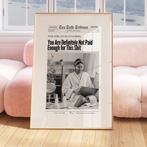 Trendy Newspaper Print, It Girl Dorm Retro Art, Trendy Girly Wall Art, Vintage Bar Cart Printable, New York News