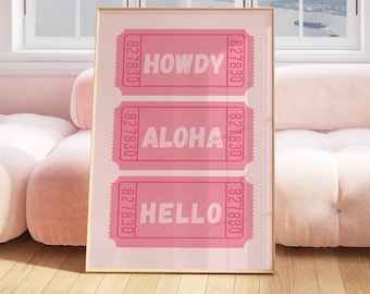 Howdy Cowgirl Wall Art: Pink Western Ticket Print (Digital Download)