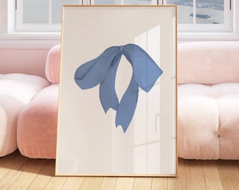 Estampado de lazo azul preppy: Decoración vaquera costera para dormitorio (Descarga digital)