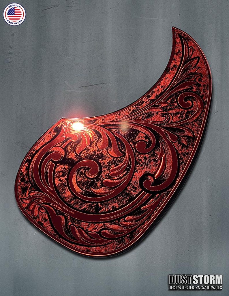 Custom Acoustic Guitar Pickguards in Acrylic Mirror red mirror