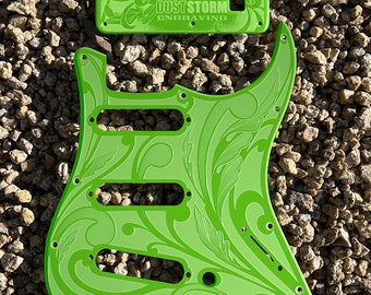 Engraved Pickguard & Free Tremolo Cover in Glossy Red Acrylic | Reverb