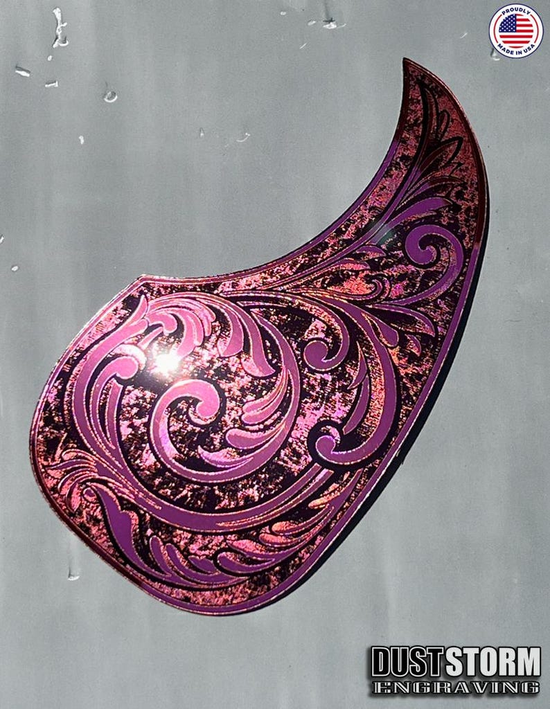 Custom Acoustic Guitar Pickguards in Acrylic Mirror pink mirror