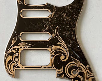 Engraved Pickguard & Tremolo Set in Copper Acrylic Mirror for Fender Ultra Luxe HSS Stratocaster with Floyd Rose