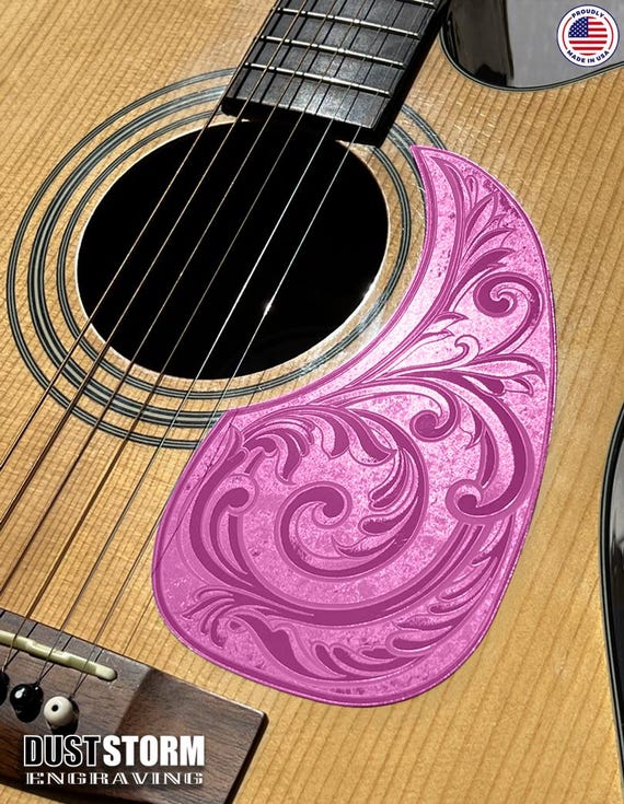 Acoustic Guitar Pickguard Laser Engraved Purple Solid Color