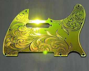 Telecaster Pickguard: Iridescent Gold Acrylic Mirror, 8 Hole, Standard/Humbucker Cut