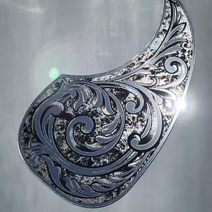 Custom Acoustic Guitar Pickguards in Acrylic Mirror silver mirror
