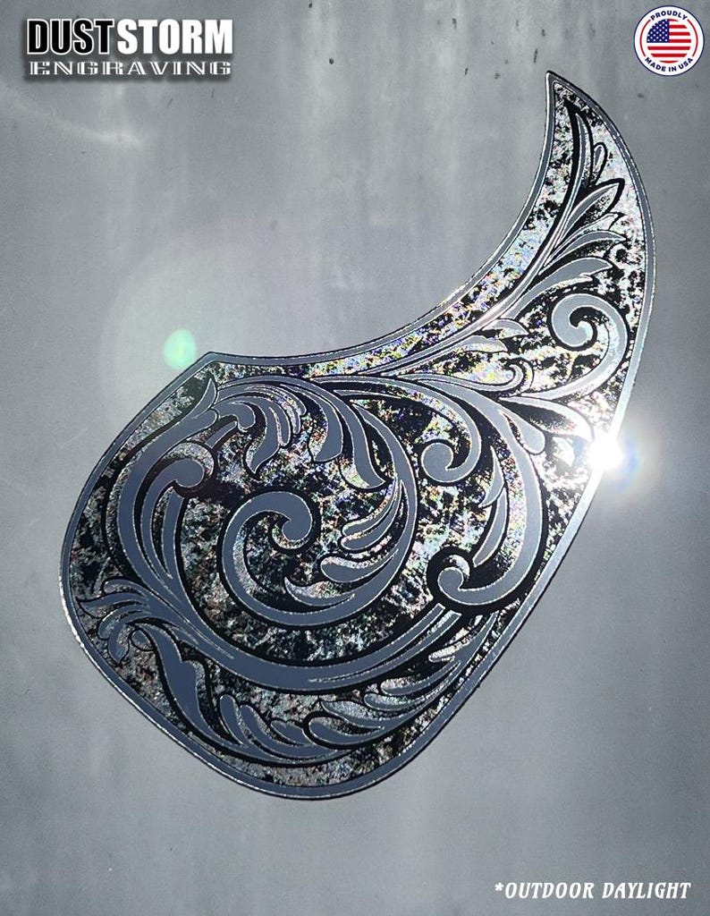 Custom Acoustic Guitar Pickguards in Acrylic Mirror silver mirror