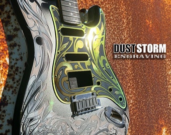 Custom Engraved Fender Stratocaster Body with Pickguard & Tremolo Cover Service