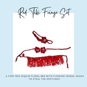 Conjunto de sujetador floral con lentejuelas y flecos Tiki – Bikini de festival hecho a mano. Elige tu color.