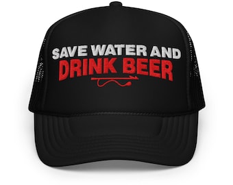 Oszczędzaj wodę, pij piwo | Zabawna i modna czapka typu trucker z pianki, z regulowanym zapięciem typu snapback