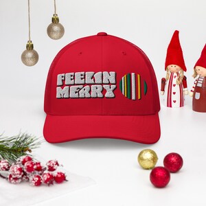 Feelin Merry | Casual Christmas-themed Retro Style Trucker Cap