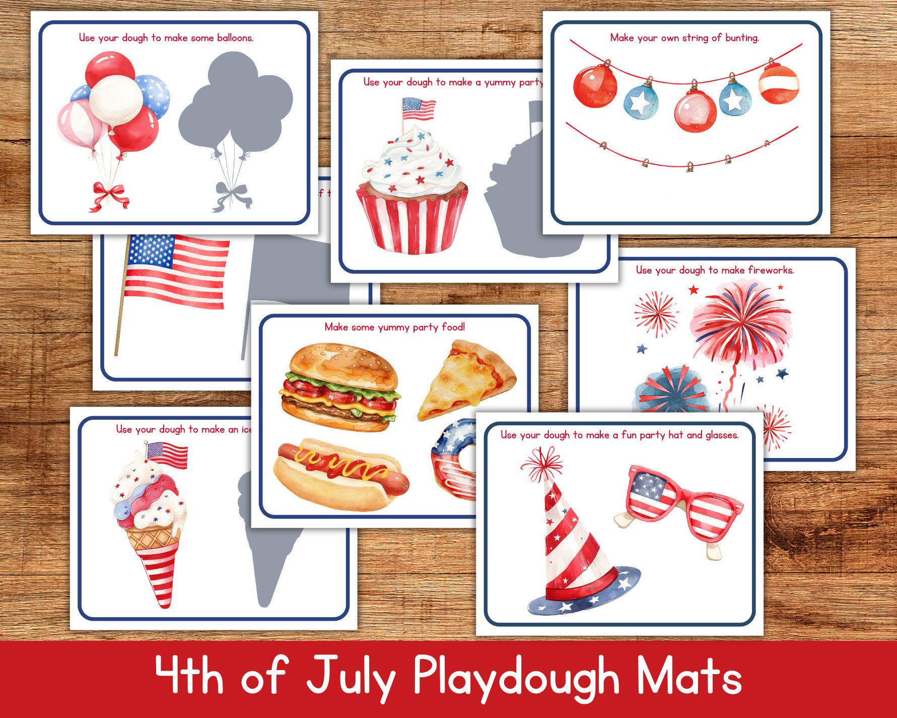 4th of July Playdough Mats | Independence Day Preschool Activity ...