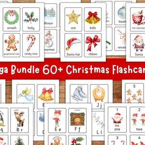 Flashcard di Natale, Flashcard invernali, Stampabili educativi di Natale, Flashcard per bambini piccoli, Flashcard per la scuola materna, Flashcard per le vacanze
