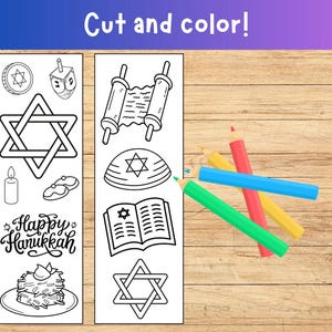 Hanukkah Coloring Bookmarks, Color Your Own Bookmarks, Hanukkah ...