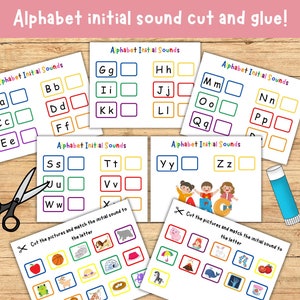 Cut and Paste Alphabet Worksheets, Preschool Learning, Educational Printables, Phonics printable, Kids Educational Activity