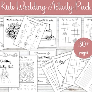 Kids Wedding Activity Pack, Kids Wedding Games, Wedding Coloring Pages, Printable Table Activity, Wedding Guest Activity PDF Download
