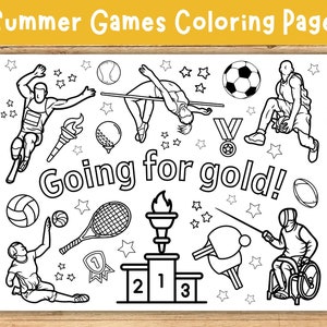 Paris Summer Games Coloring Page, Athletics Placemat, Sports Kids Activity, Sports Printable,