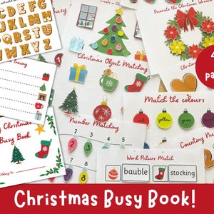 Christmas Busy Book Printable Download, Christmas Busy Binder, Toddler Learning Binder, Christmas Kids Activity Booklet, Winter Busy Book