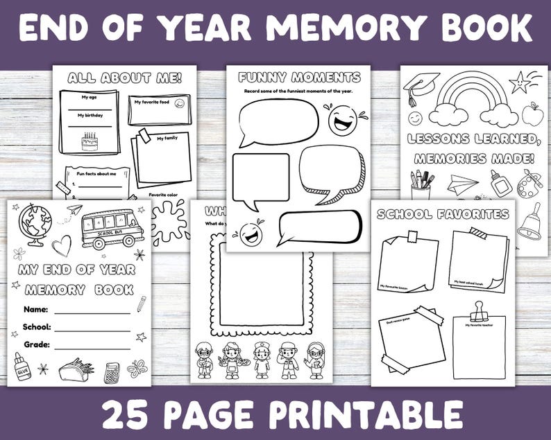 End of School Year Memory Book | Printable Keepsake Activity Book for ...