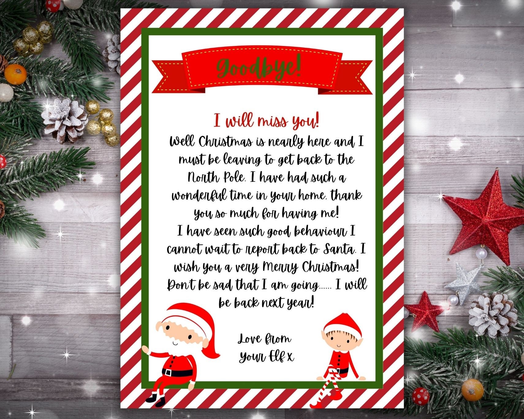 Christmas Elf Letters Hello, Hello I'm Back and Goodbye Dear Santa Dear