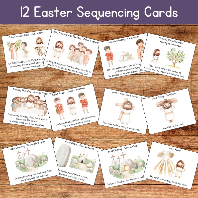Easter Story Sequencing Cards for Kids | Christian Easter Printable ...