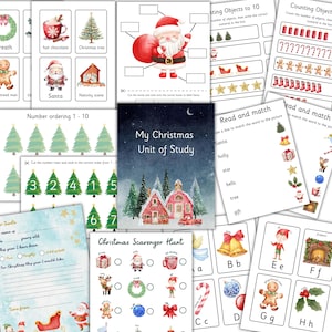 Programme préscolaire de Noël, Module d'étude de Noël, Kit pédagogique de Noël, Cahier chargé de Noël, Alphabétisation de Noël, Maths de Noël