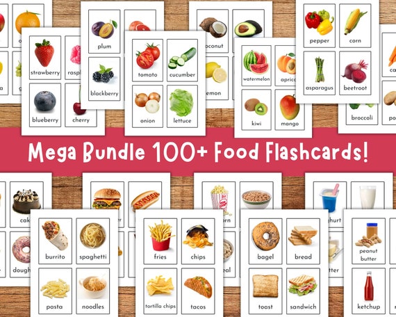 Food Flash Cards, Fruit and Vegetables Flashcards, Snacks Sweet Savoury Educational Printable, Toddler Flashcards, Pre-School Flashcards