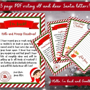 Cartas de elfos navideños Hola, hola, estoy de vuelta y adiós Querido Papá Noel Querido Papá Noel Plantilla de carta ¡Ideas de elfos imprimibles fáciles!