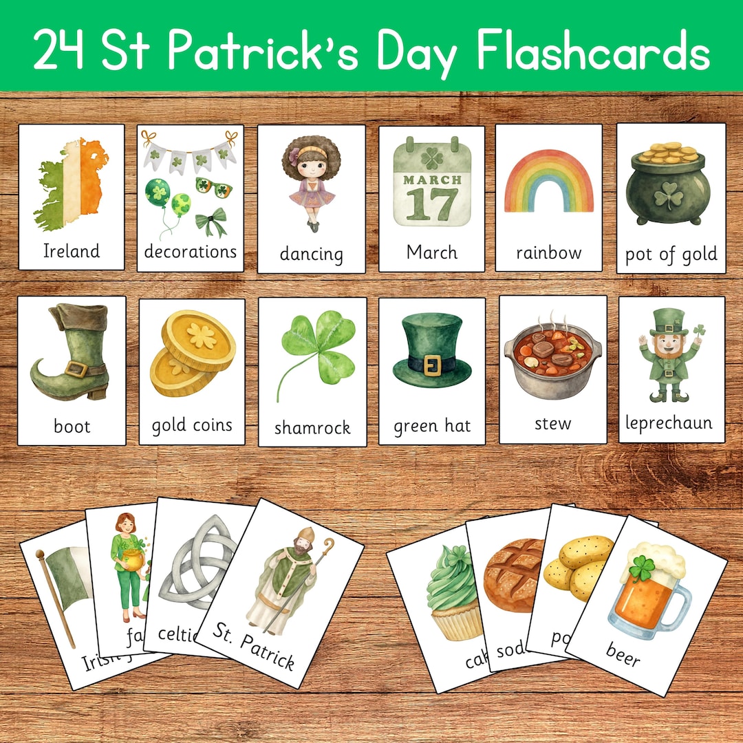 St Patrick's Day Flashcards, Educational Printable, Toddler Flashcards ...