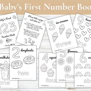Baby Shower 123 Book, 123 coloring book, Baby's First Number Book, Baby Shower Activity, 1-20 Coloring Book, Keepsake, Baby Shower Game