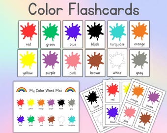 Tarjetas de colores, Tarjetas para niños pequeños, Tarjetas para bebés, Actividad preescolar, Actividad educativa, Actividad de jardín de infantes, Primeras palabras
