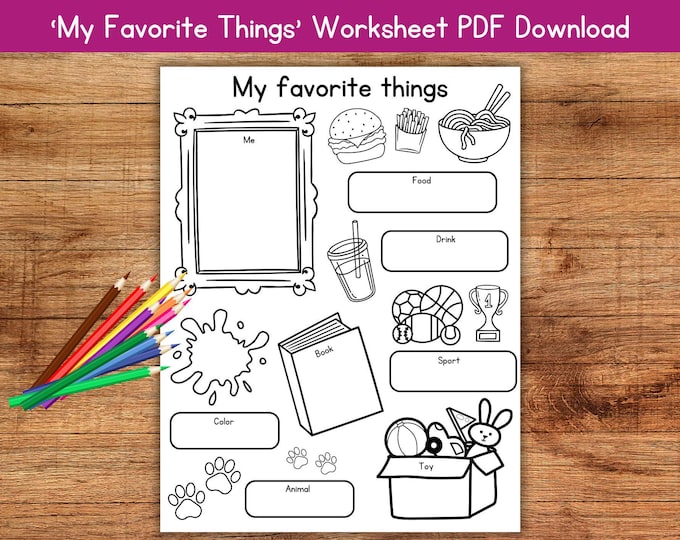 My Favorite Things List Questionnaire Favorites Survey All About Me ...