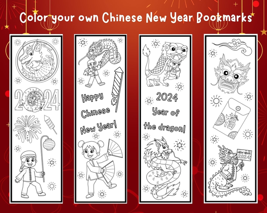 Chinese New Year Coloring Bookmarks, Color Your Own Bookmarks, Bookmark ...