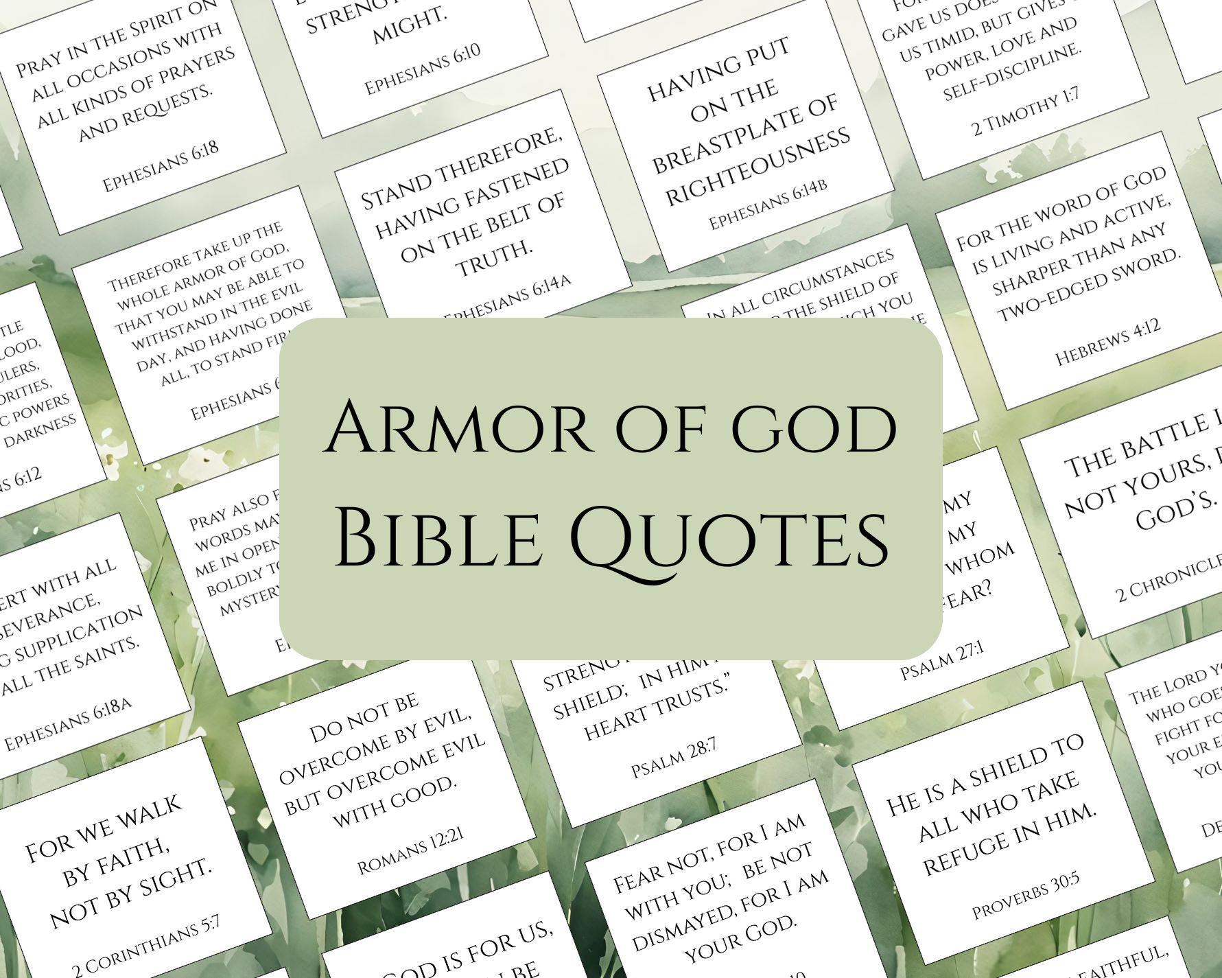 34 Bible Quotes, Armor of God Focus, Scripture Cards, Christian ...