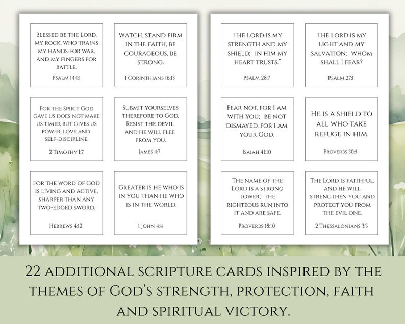 34 Bible Quotes, Armor of God Focus, Scripture Cards, Christian ...