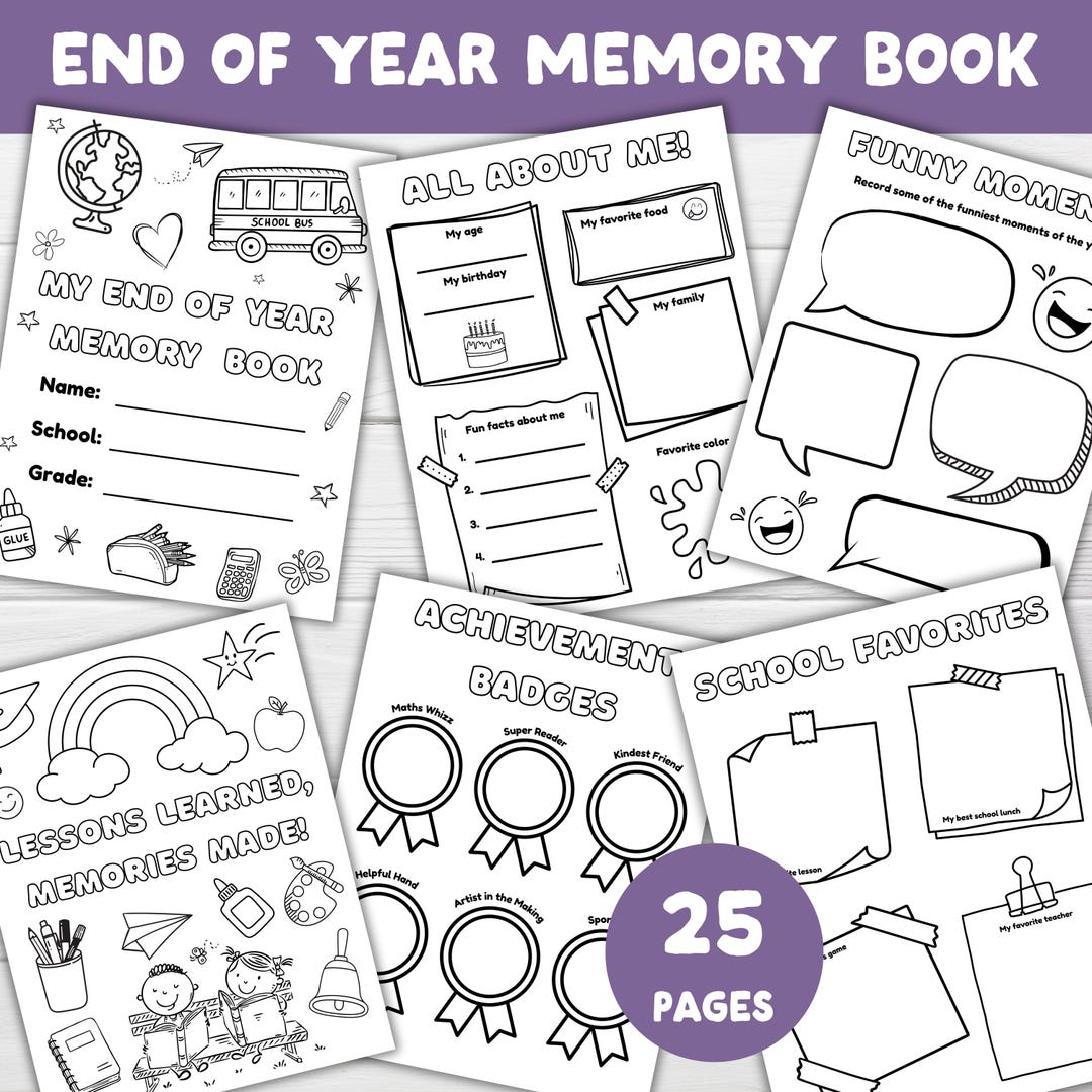 End of School Year Memory Book | Printable Keepsake Activity Book for ...