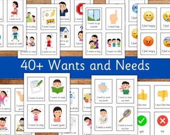 Basic Needs Flash Cards, Communication Flashcards, Educational Printable, Toddler Flashcards, Communication Cards for Kids