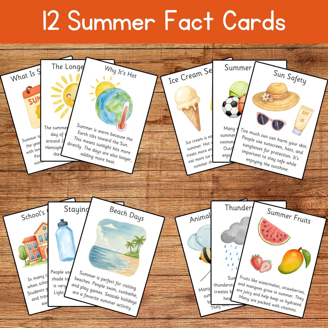 Summer Fact Cards for Kids | Preschool Summer Printable | Summer ...