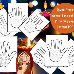 Diwali Coloring and Tracing Pages, Mehndi patterns coloring, Diwali kids Activity, Diwali Activity for kids, Mehndi Activity for Kids