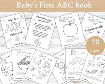 Livro de ABC para chá de bebê, livro de colorir ABC, primeiro livro ABC 123 do bebê, atividade para chá de bebê, livro de colorir ABC, lembrança, atividade para chá de bebê