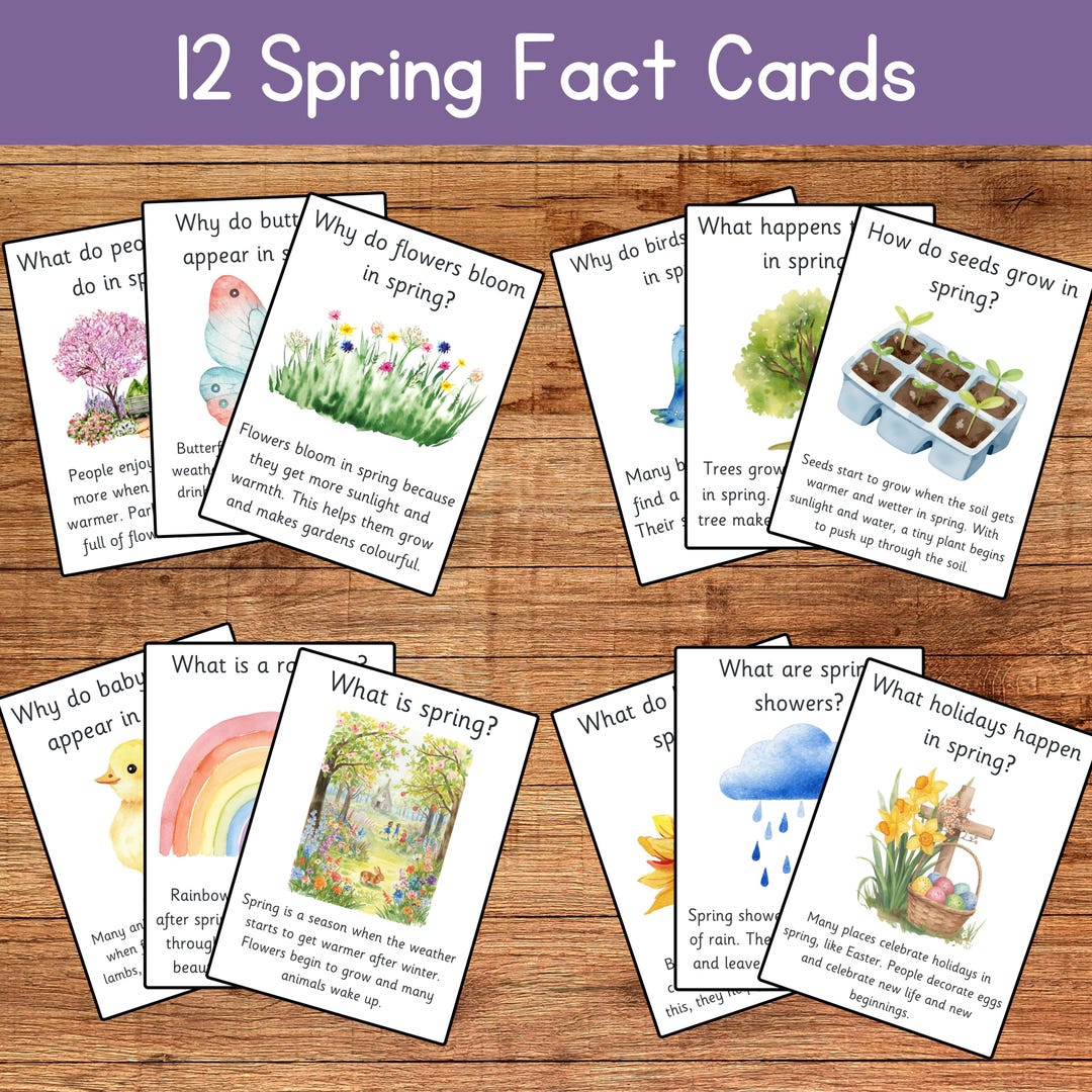 Spring Fact Cards for Kids | Preschool Spring Printable | Spring ...