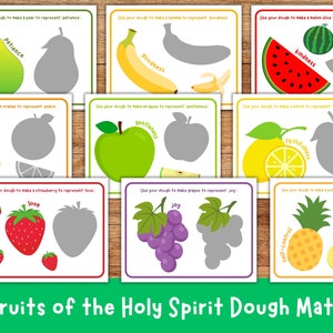 Fruits of the Holy Spirit Playdough Mats, Kids and Toddler Printable, Sunday School, Bible Studies Activity, Christian Pre-k Kindergarten