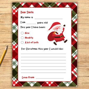 Querido Papá Noel Carta PDF Descarga instantánea, Querido Papá Noel, Cartas imprimibles de Navidad para niños a Papá Noel, Actividad navideña imprimible para niños