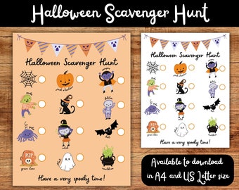Halloween Scavenger Hunt Printable Download, Halloween Party Games,  Halloween Printable for kids, Halloween Activity for Kids