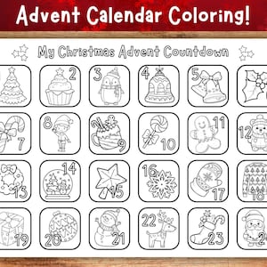 Advent Calendar Coloring Page Christmas Countdown Coloring Printable