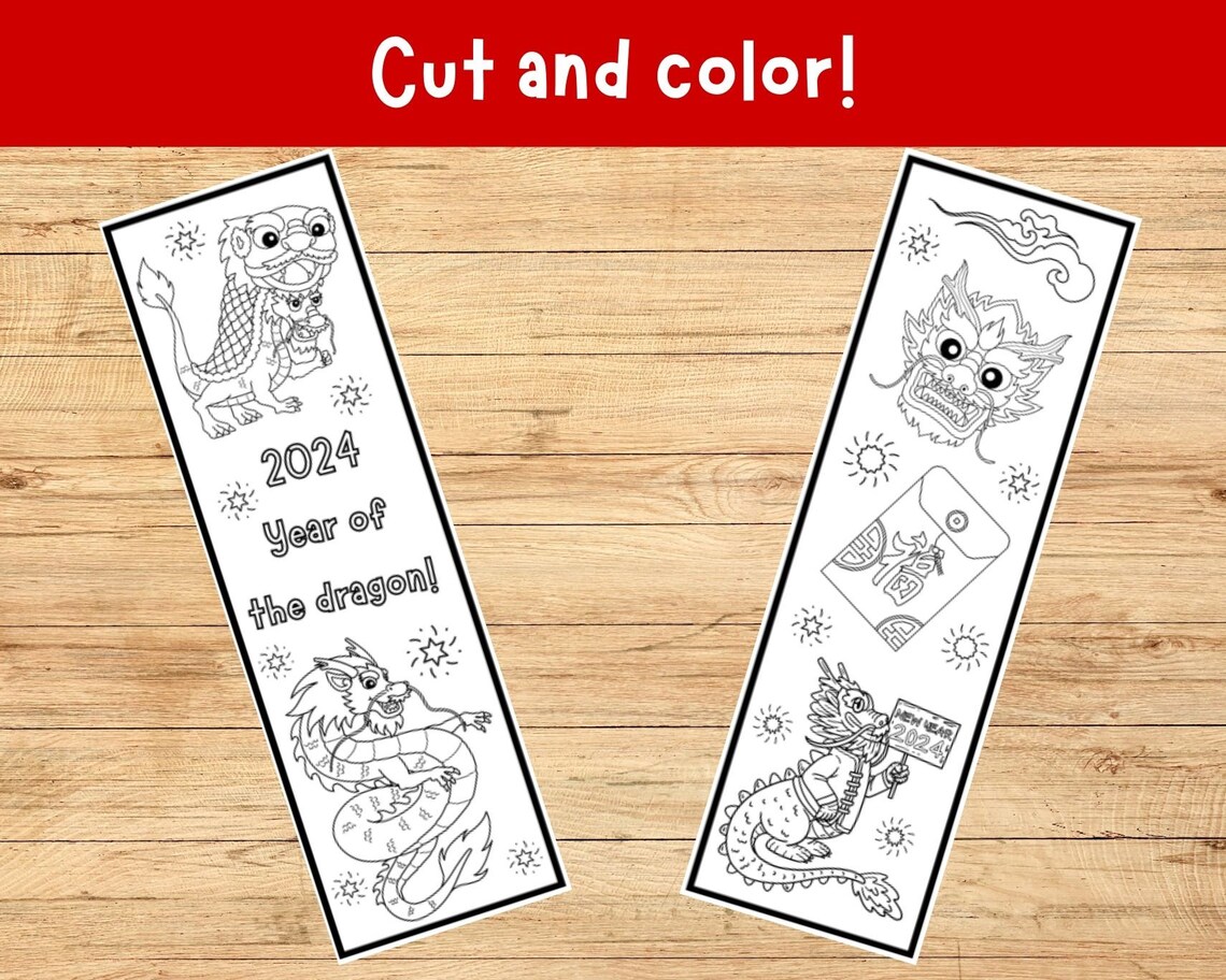 Chinese New Year Coloring Bookmarks, Color Your Own Bookmarks, Bookmark ...