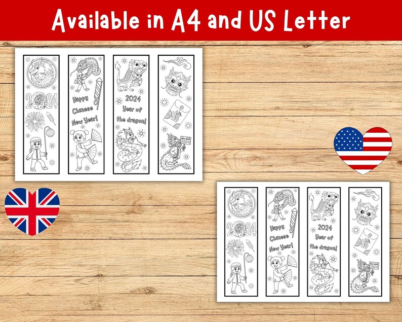 Chinese New Year Coloring Bookmarks, Color Your Own Bookmarks, Bookmark ...