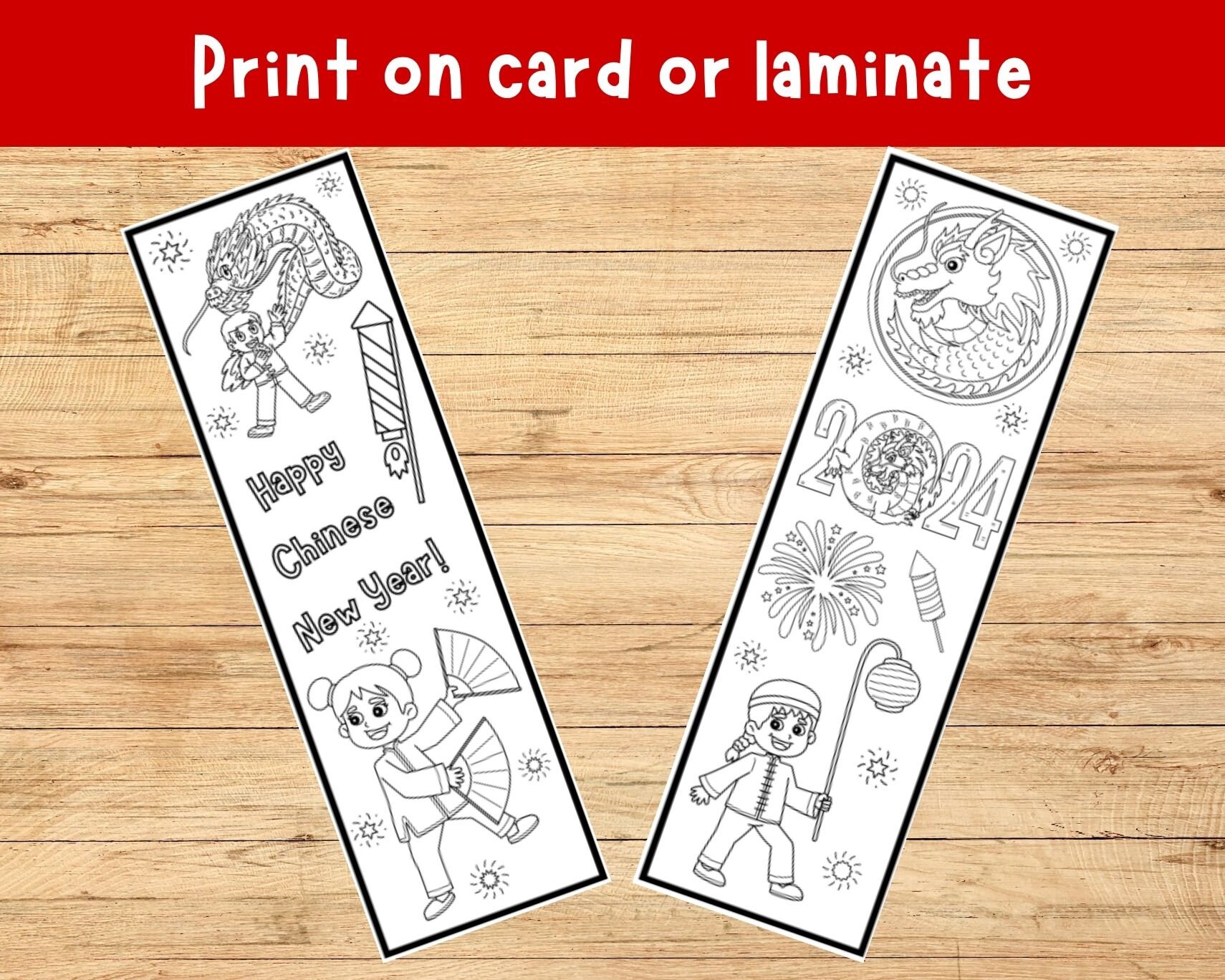 Chinese New Year Coloring Bookmarks, Color Your Own Bookmarks, Bookmark ...